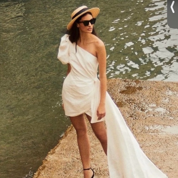 NWT Sachin & Babi Dorien Bow Train Wrap Mini Dress 12 Anthropologie Bridal *FLAW - Picture 3 of 16